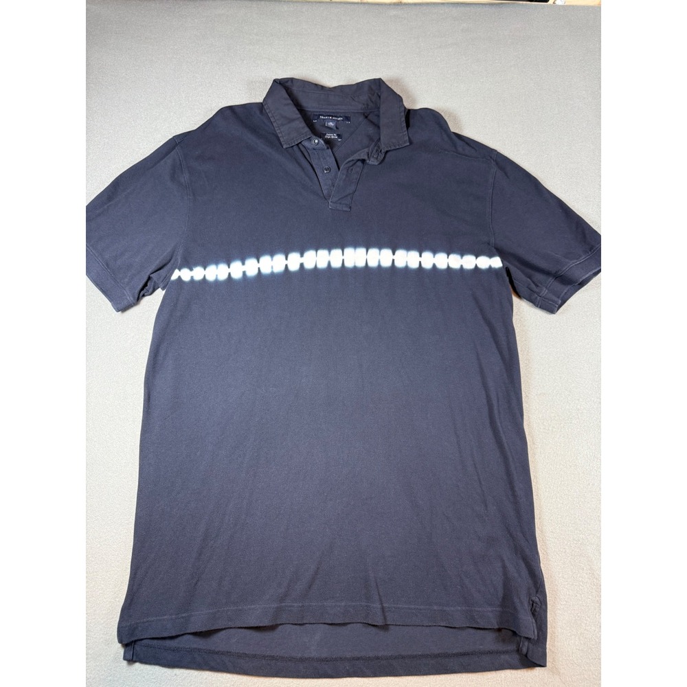 Tommy Hilfiger Mens Polo Shirt Custom Fit XXL Navy Blue Cotton Tie Dye Stripe